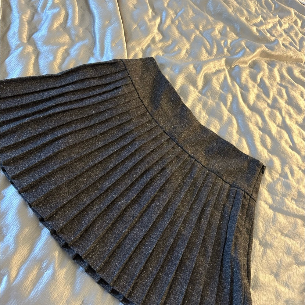 Aqua Charcol Gray Pleated mini Skirt